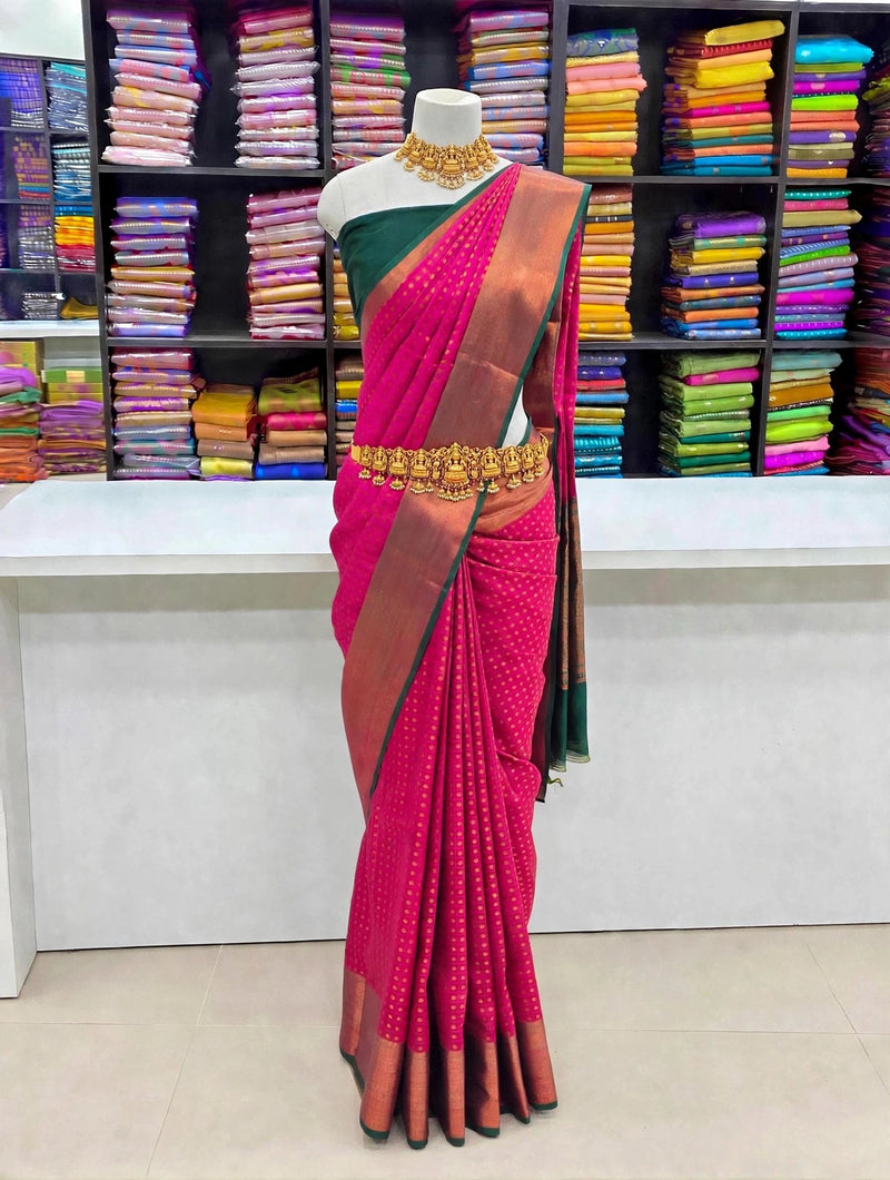 Premium Thousand Buttas Saree – Fuchsia Pink | Festive Elegance Saree | Sri Nandhini Tex | SNTB004