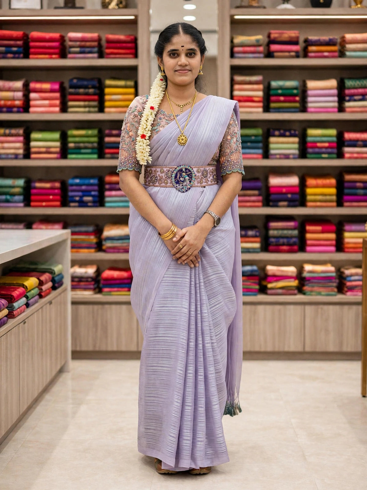 Party Wear Designer Saree with Hip Belt & Blouse | SNTPWD01 | Sri Nandhini Tex