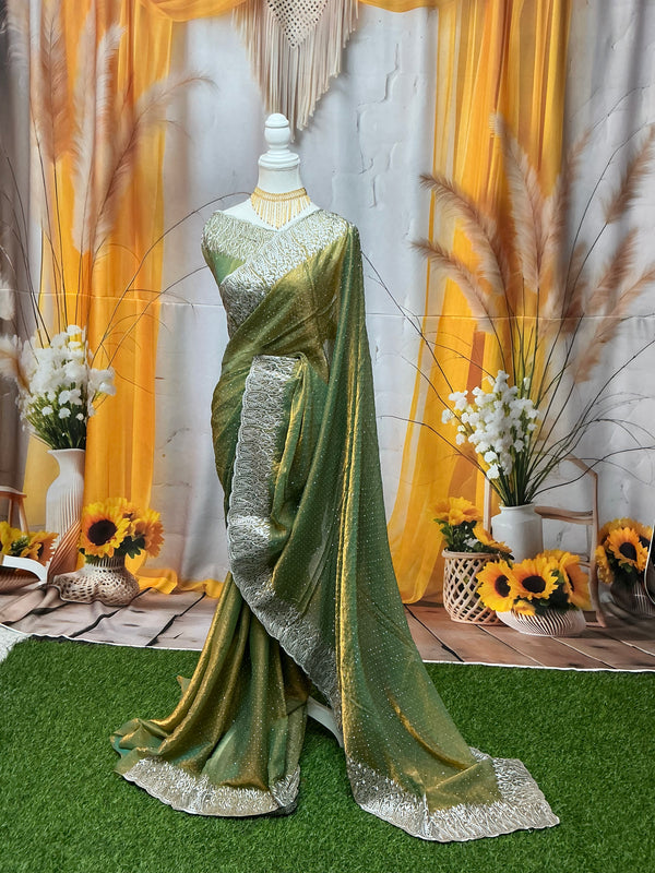 Premium space silk with grand embroidery work