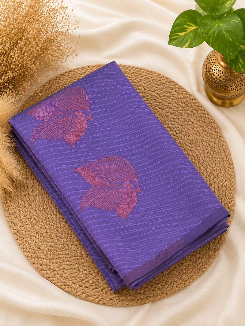 Semi Soft Silk Saree | Elegant Leaf Motif Weave | Lavendar | Sri Nandhini Tex | Code: SNTPAOS89