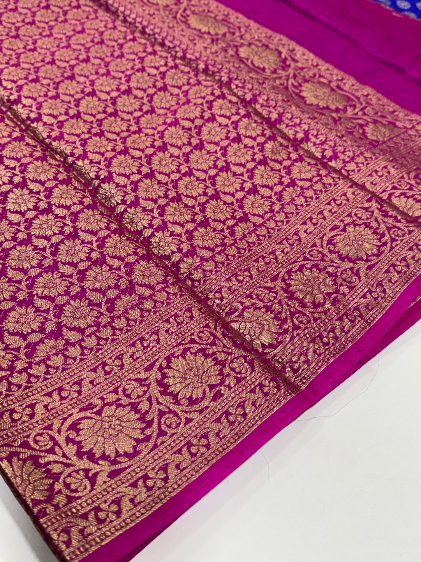 Premium Banarasi bridal sarees - royal blue -rani pink combination