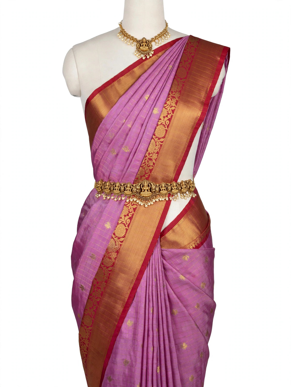 Banaras Silk Cotton Saree – Rich Lavender pink with Magenta & Antique Gold Zari | Sri Nandhini Tex SNTBSC001