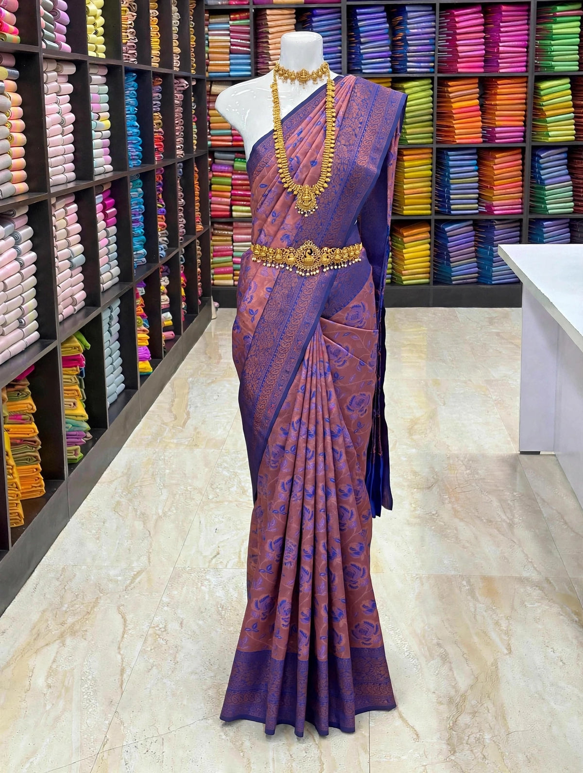 Woven Soft Silk Saree | Contrast Border & Pallu | Floral Design | Traditional Silk Saree Collection
