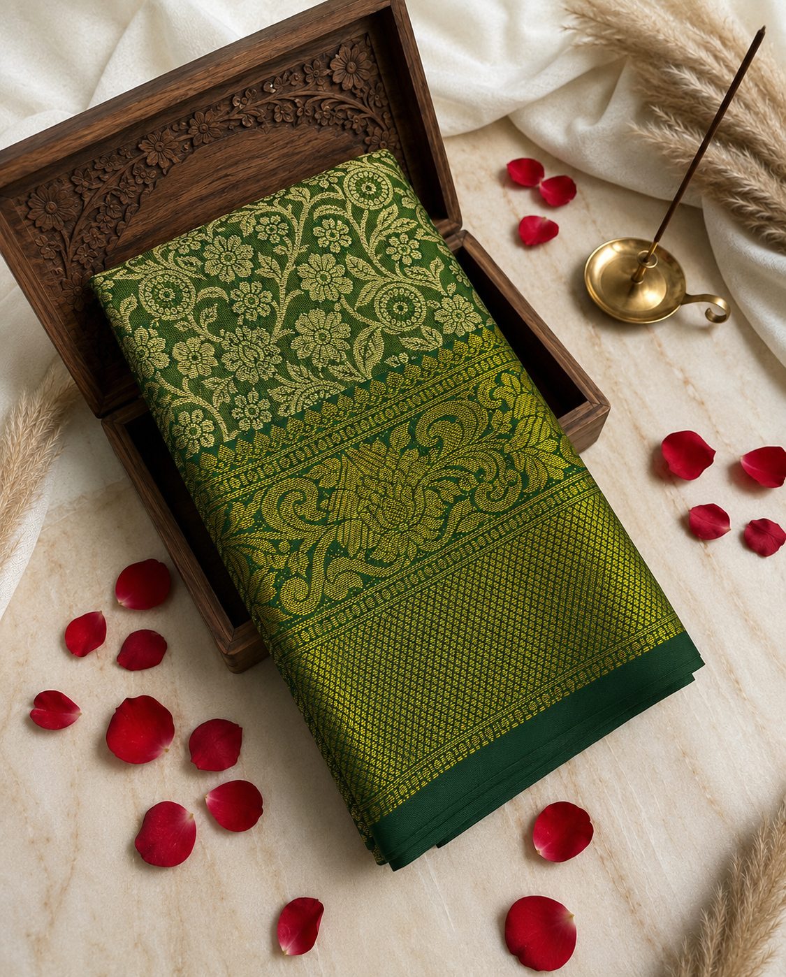 One Gram Saree | Bottle Green | Elegant Festive Wear Soft Finish | Sri Nandhini Tex | Code: SNTSS823