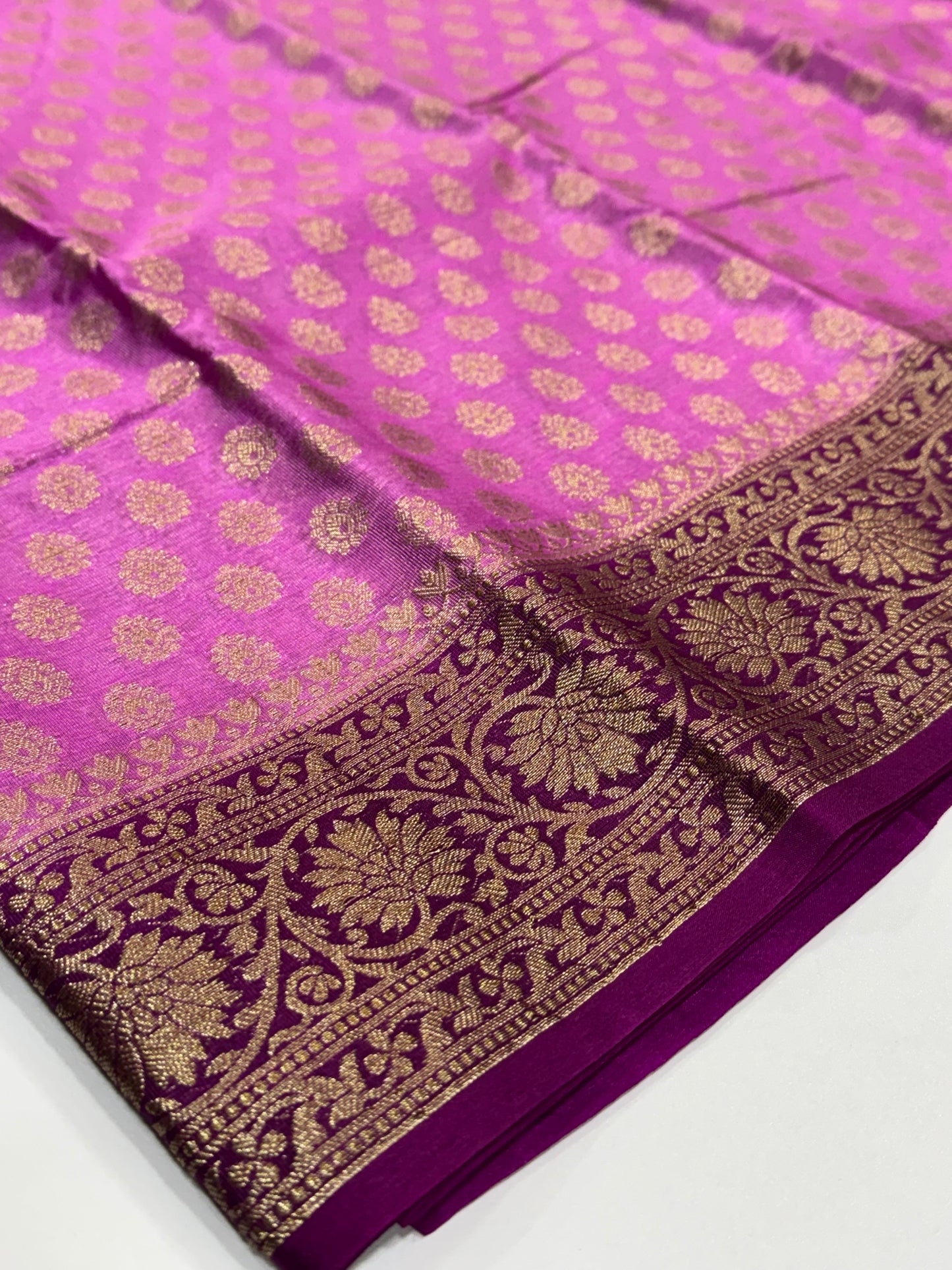 Premium Banarasi silk saree - elegant rose with mejanta wine colour