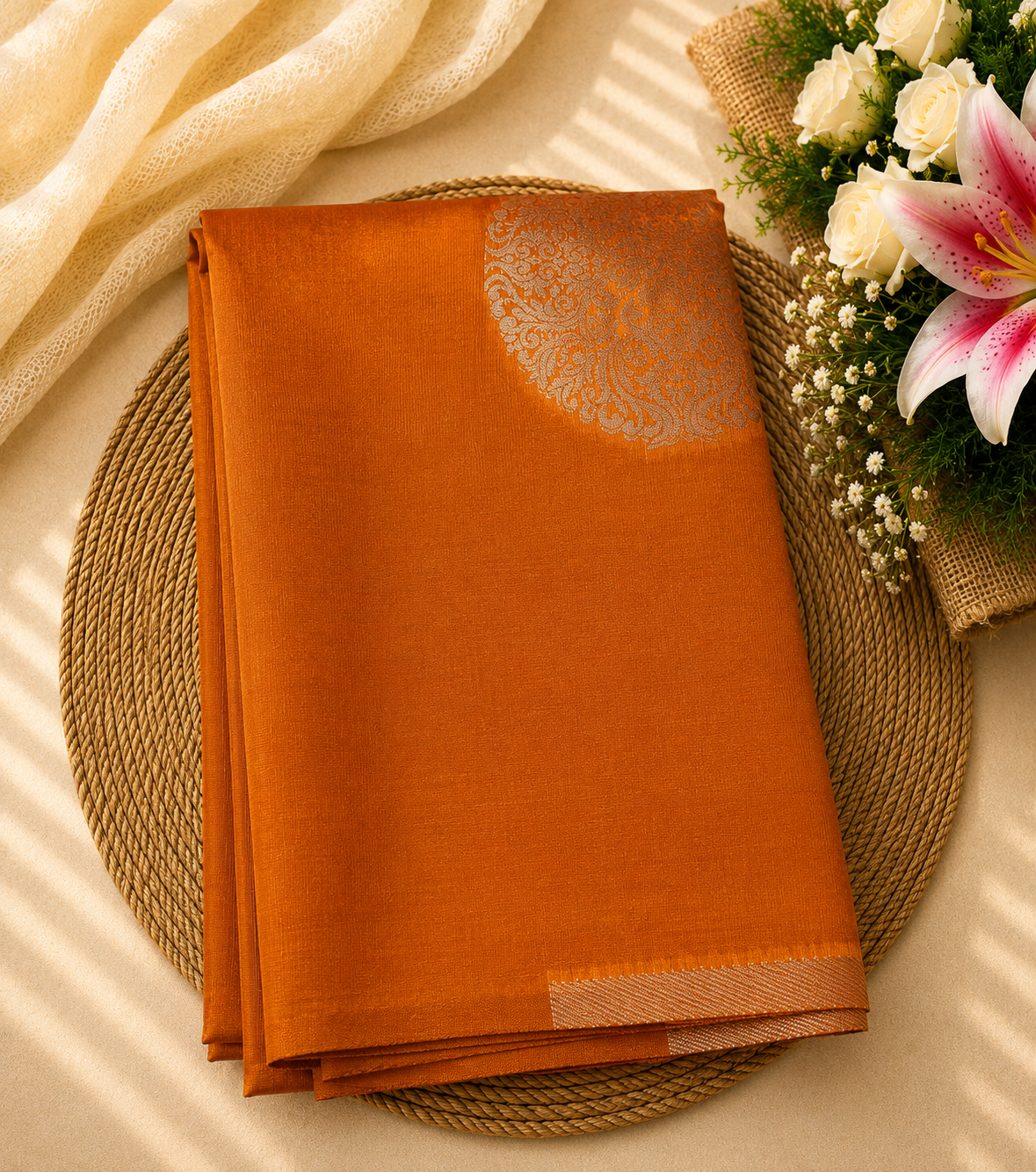Semi Soft Silk Offer Saree | coral Orange| Premium Traditional Finish | Sri Nandhini Tex | Code: SNTAOS07