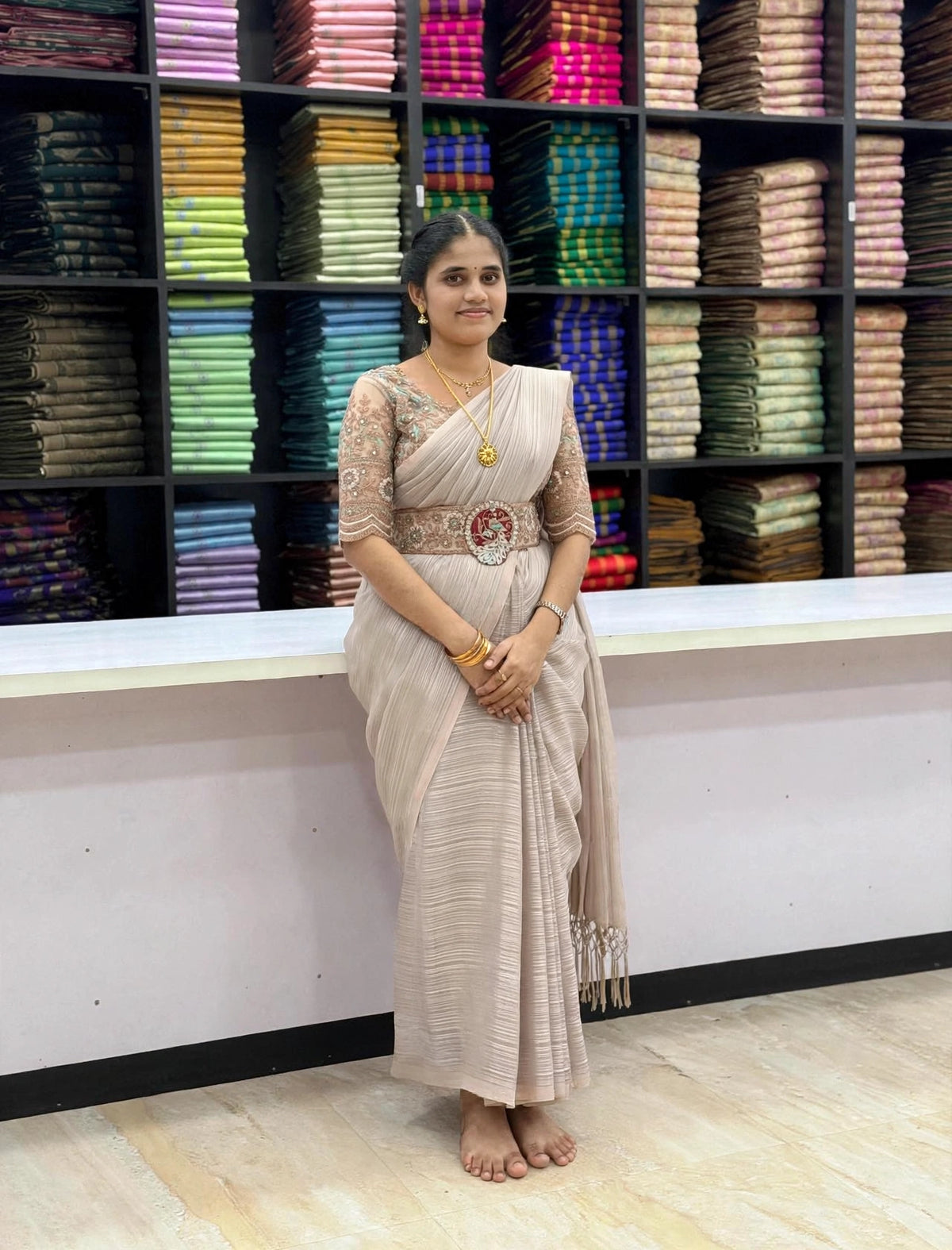 Party Wear Designer Saree with Hip Belt & Blouse | SNTPWD01 | Sri Nandhini Tex