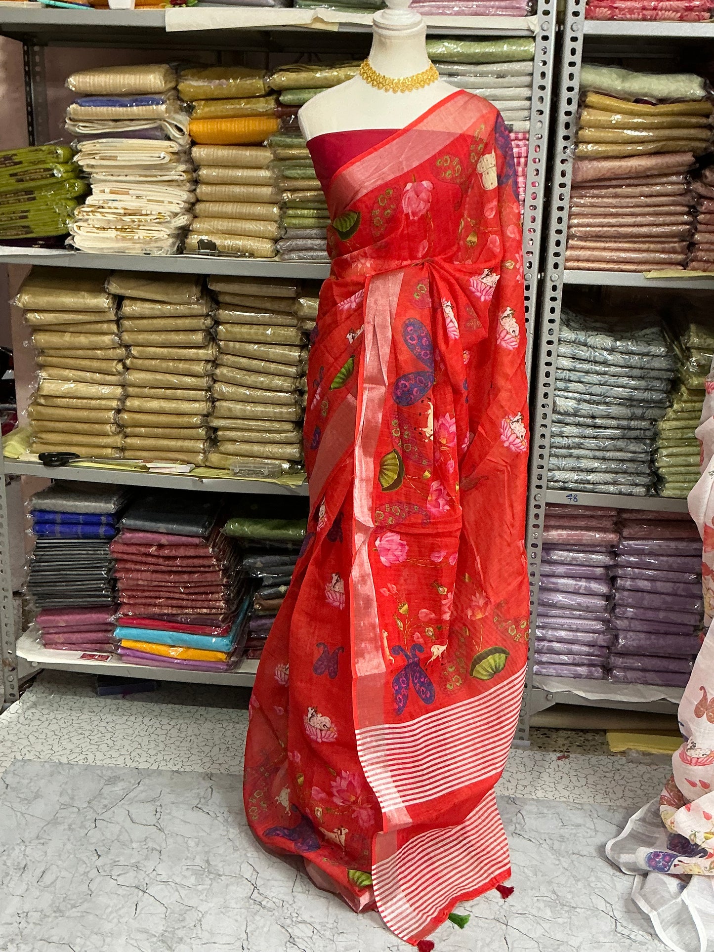 Linen digital soft cotton sarees