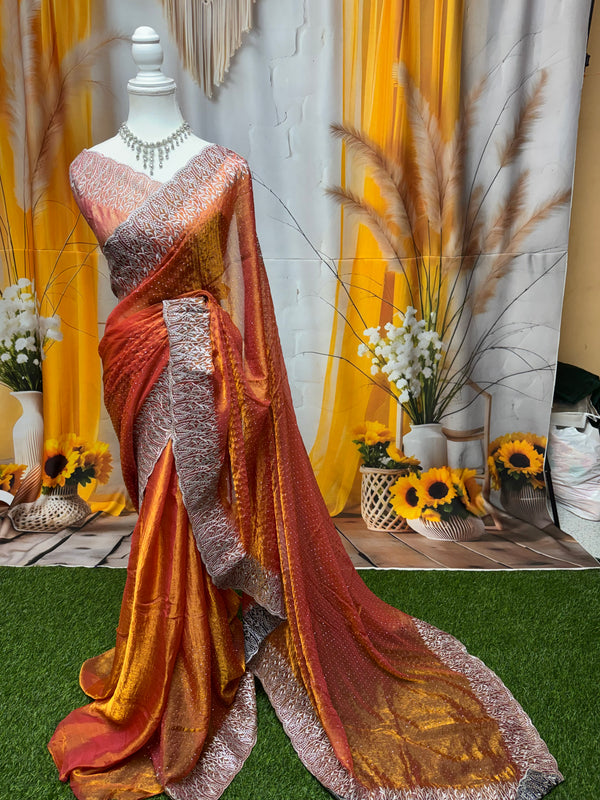 Premium space silk sarees with grand embroidery designs sarees