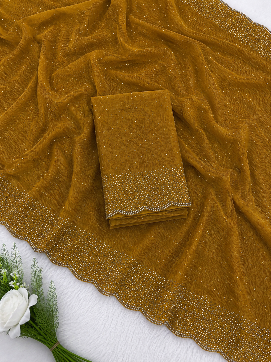 Space Silk Saree | Party Wear | Mustard Gold | Sri Nandhini Tex | SNTSPS002