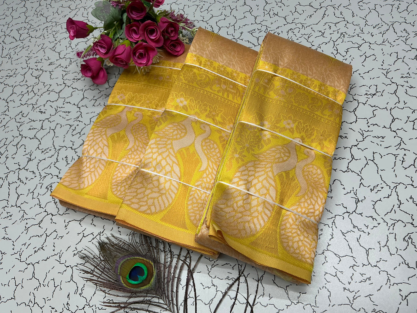 Bridal Saree – Butter Yellow with Glossy Pallu Finish