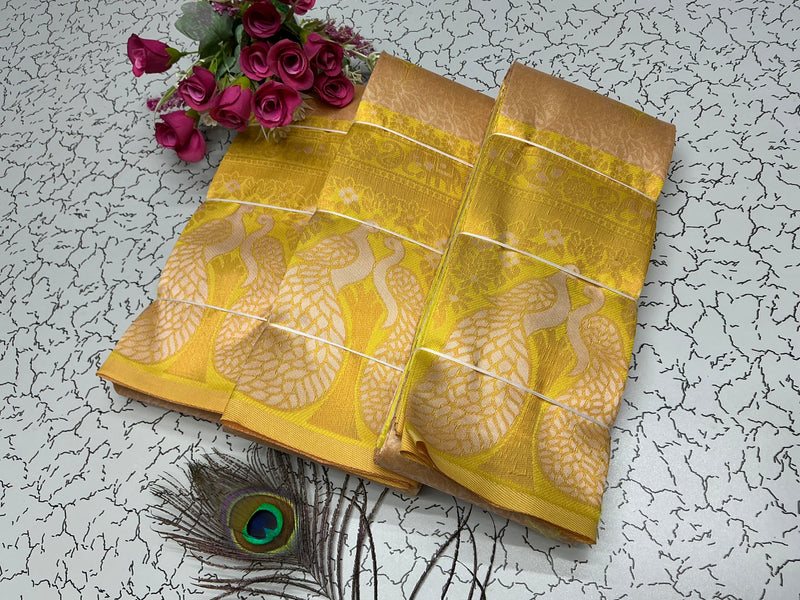 Bridal Saree – Butter Yellow with Glossy Pallu Finish