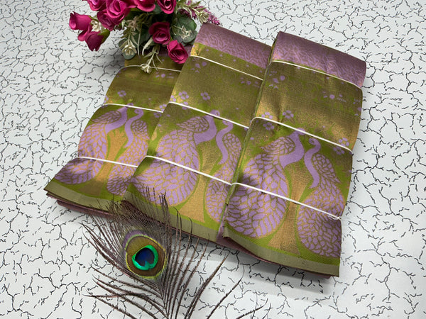 Bridal Saree – Pista Green with Magenta Shine Border