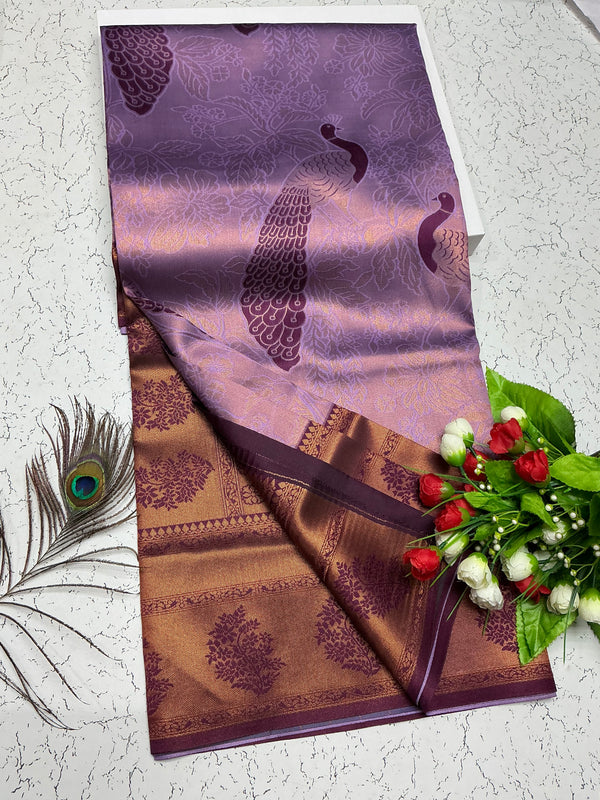 Bridal Saree – Plum Purple with Lavender Cross Motif