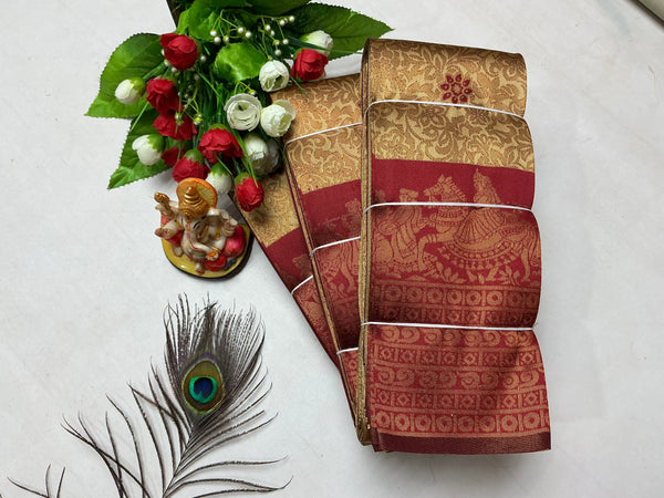 Bridal Silk Saree – Maroon Gold with Dancing Couple Weave