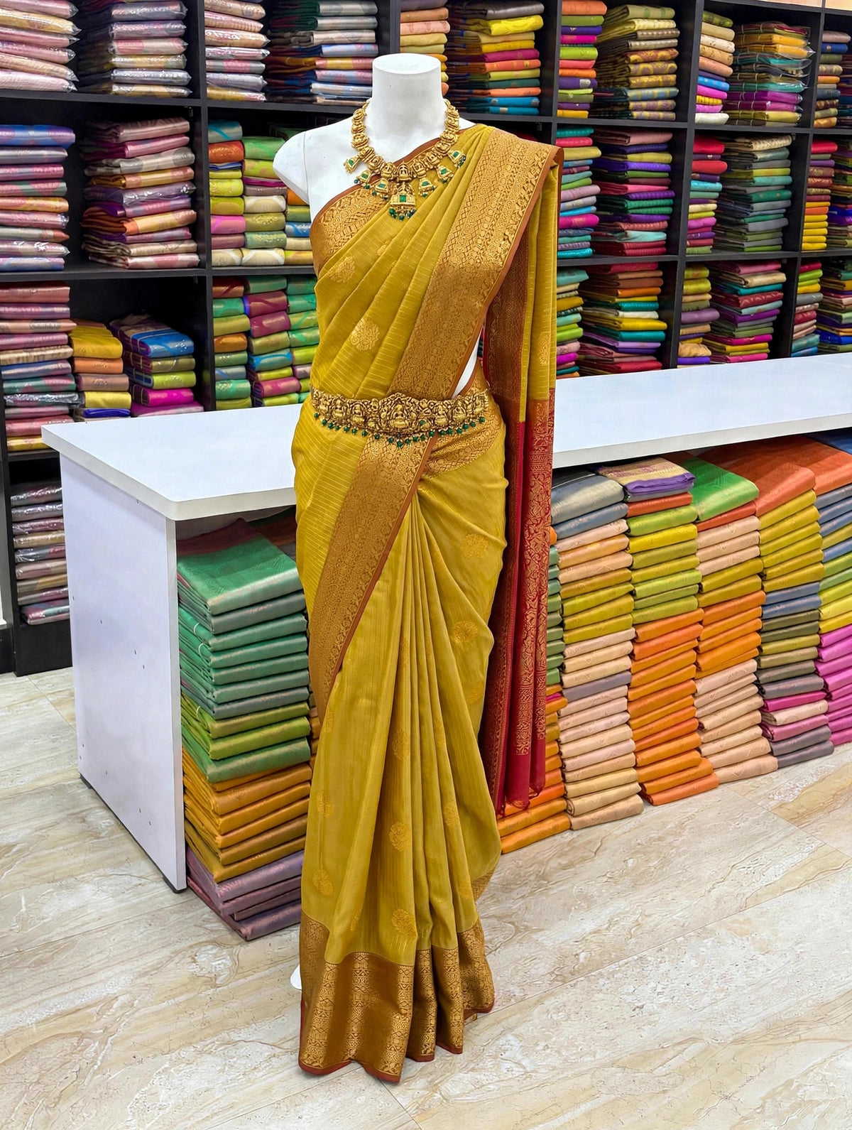 Kanchi Soft Silk Saree | Zari Woven Stripes & Butta Design | Contrast Pallu With Blouse| Sri Nandhini Tex