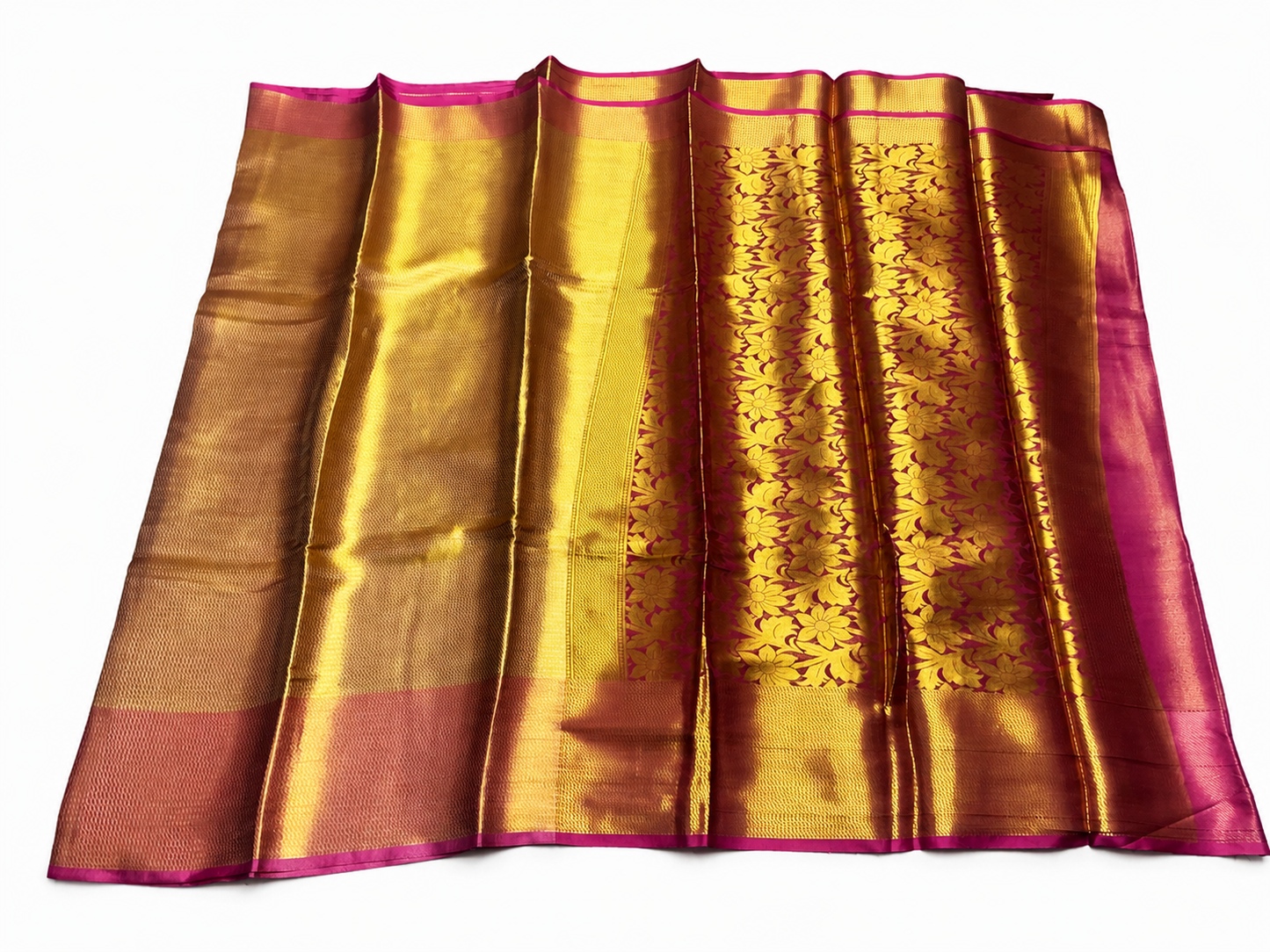 Jyothika Trendy Saree | Gold Zari Weaving | Contrast Border | Matching Blouse | Code: SNTJS001