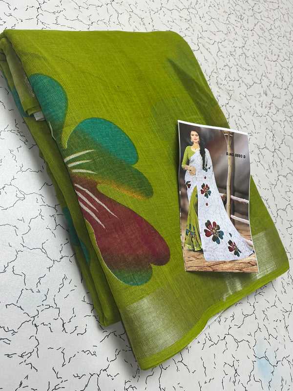 Premium linen digital cotton sarees