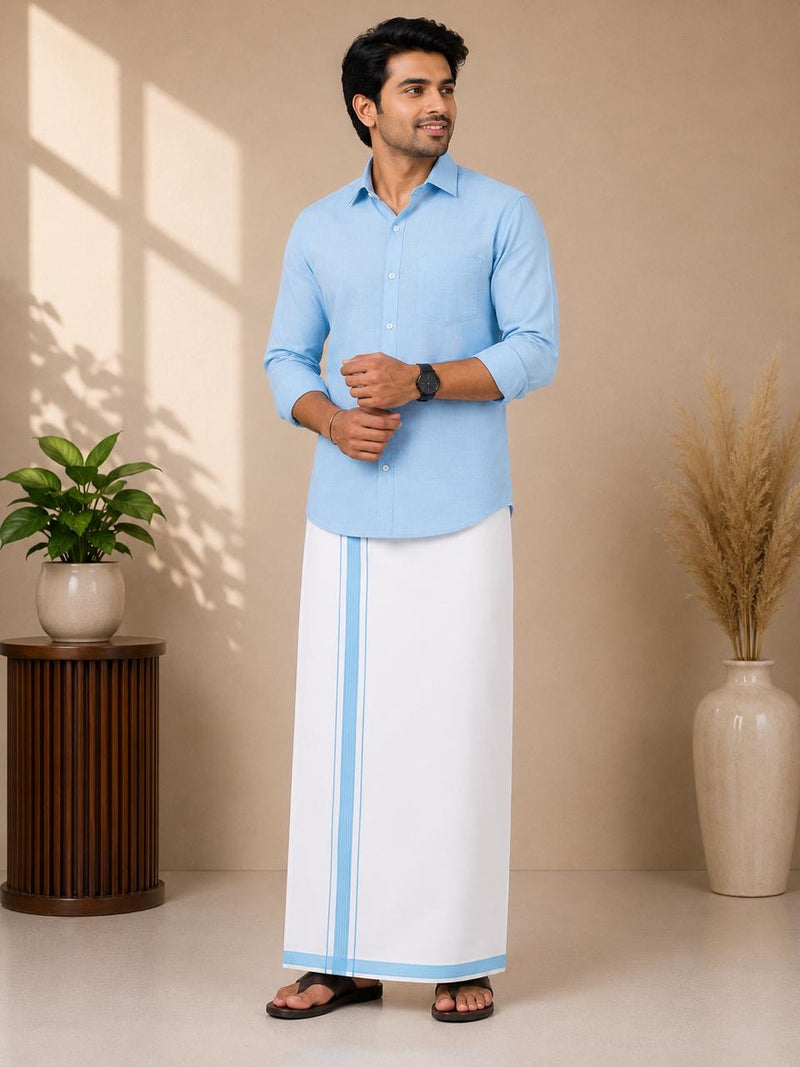 Vesti & Shirt Combo | Sky Blue Shirt with White Colour Vesti | SNTVC004