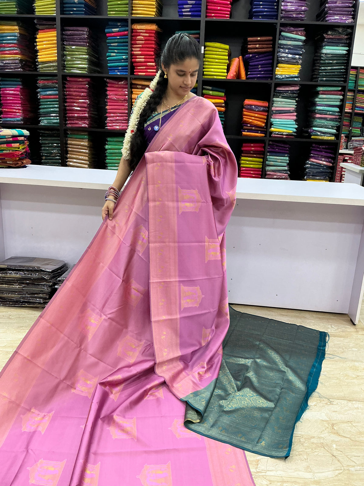Pallaku soft silk | Best Selling Sarees | Offer at Just @350+shipping | Pink with teal green contrast | Sri Nandhini Tex | Code ; SNTPAOS50