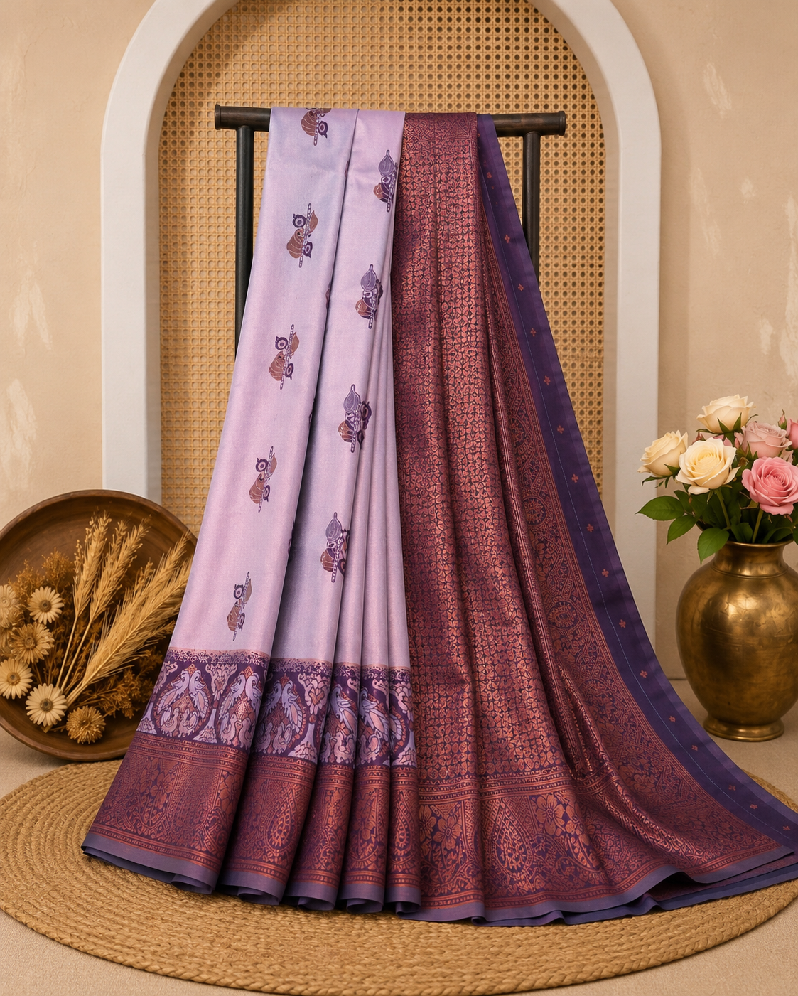Mayura Silk Saree | Elegant Festive Wear Soft Finish | Lavender & Plum Purple | Sri Nandhini Tex | MYS006