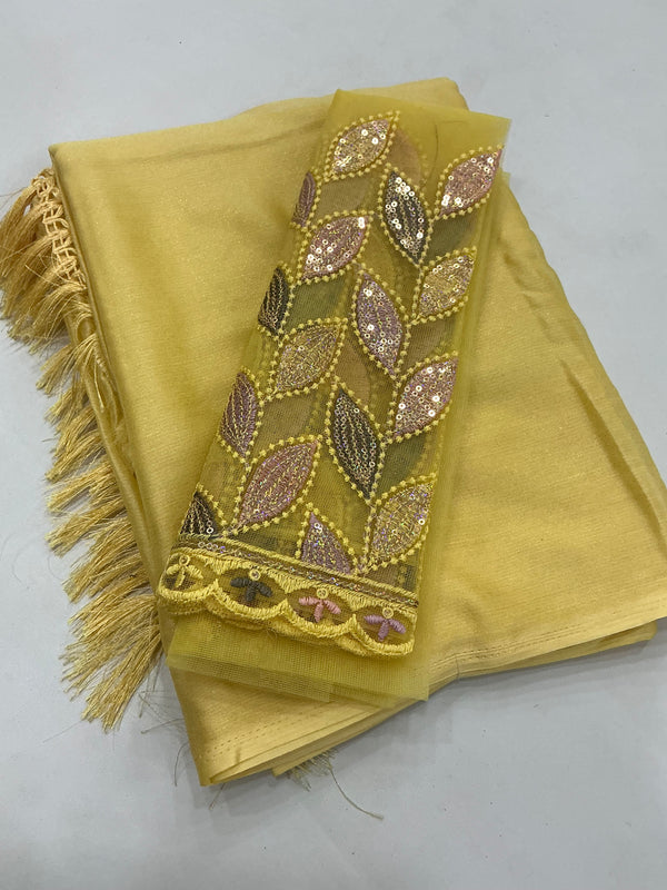Fancy saree - golden yellow