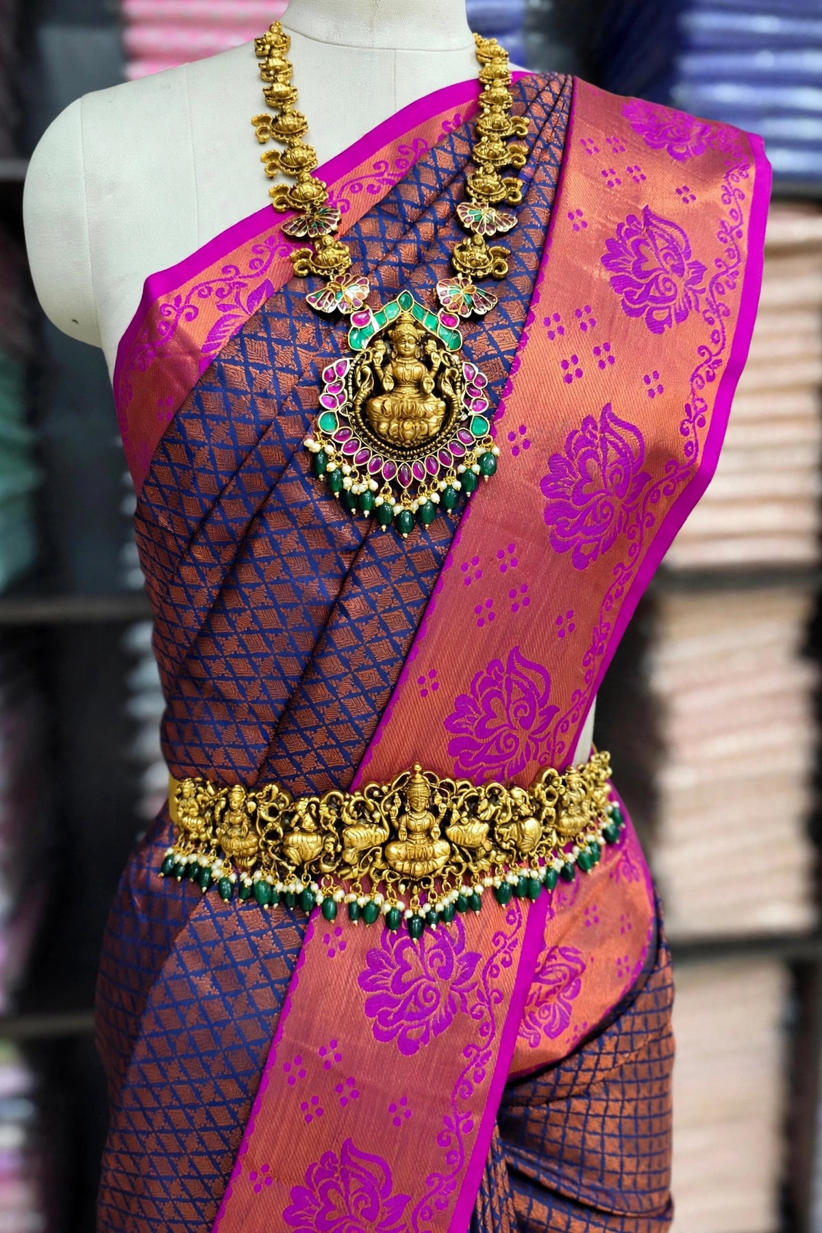 Premium Semi Kanchi Pattu Silk Saree | Traditional Zari Weaving Design | Contrast Rich Floral Border | Luxury Bridal & Wedding Collection | Festive Wear Sarees | Sri Nandhini Tex