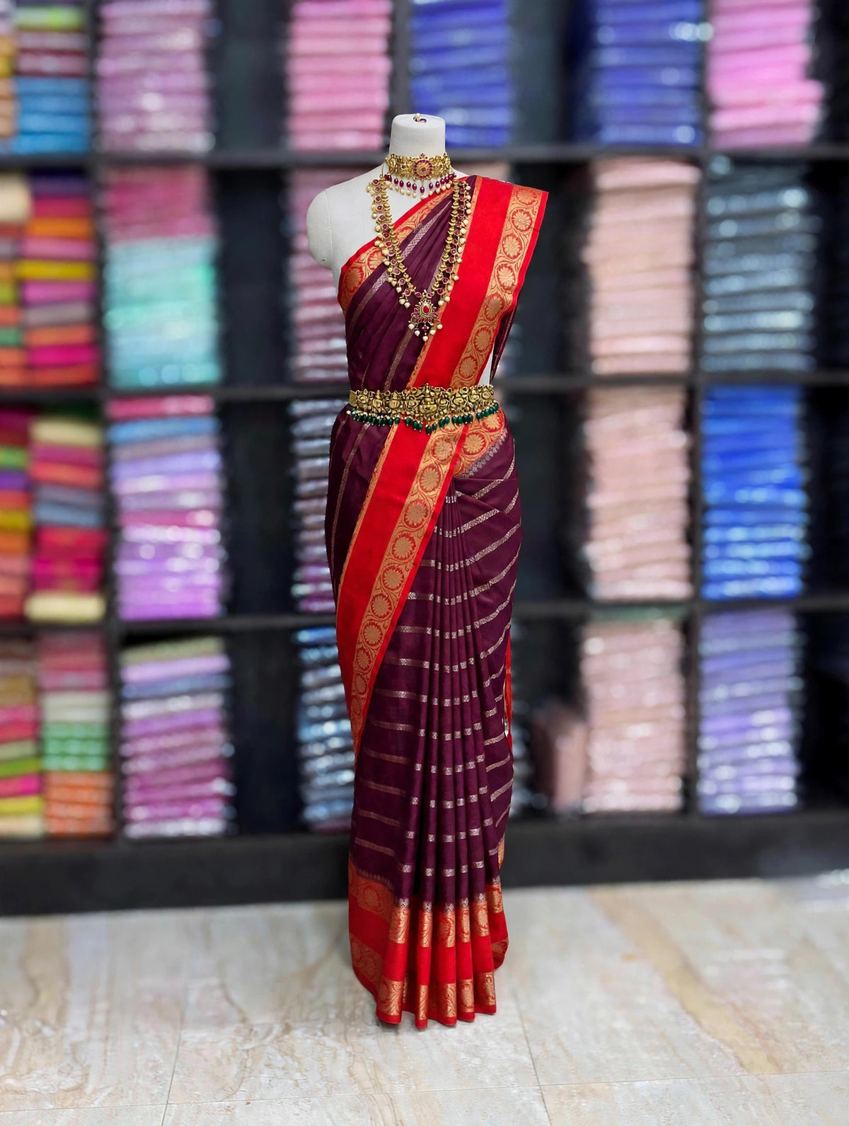 Premium Silk Saree with Contrast Zari Border | Traditional Wedding & Festive Collection | Sri Nandhini Tex