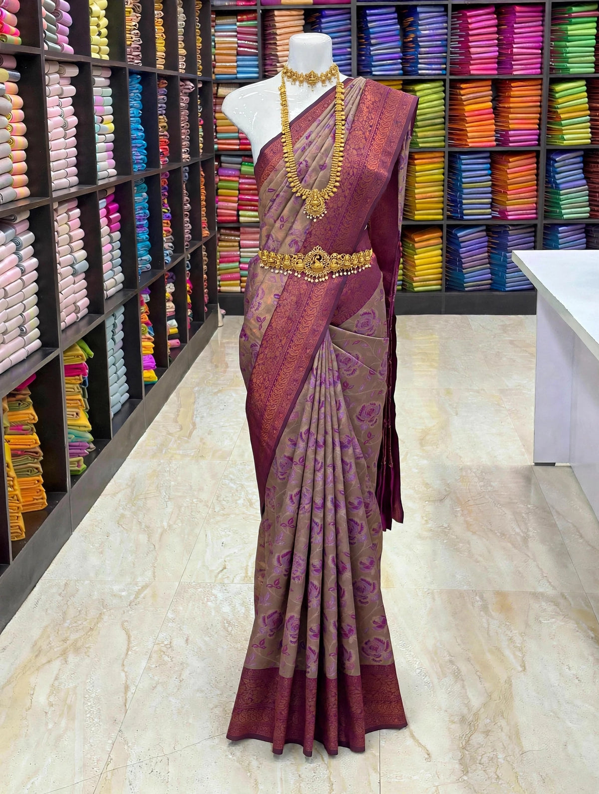 Woven Soft Silk Saree | Contrast Border & Pallu | Floral Design | Traditional Silk Saree Collection
