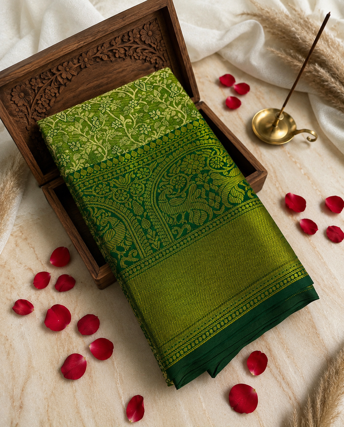 One Gram Saree |Bottle Green | Elegant Festive Wear Soft Finish | Sri Nandhini Tex | Code: SNTSS812