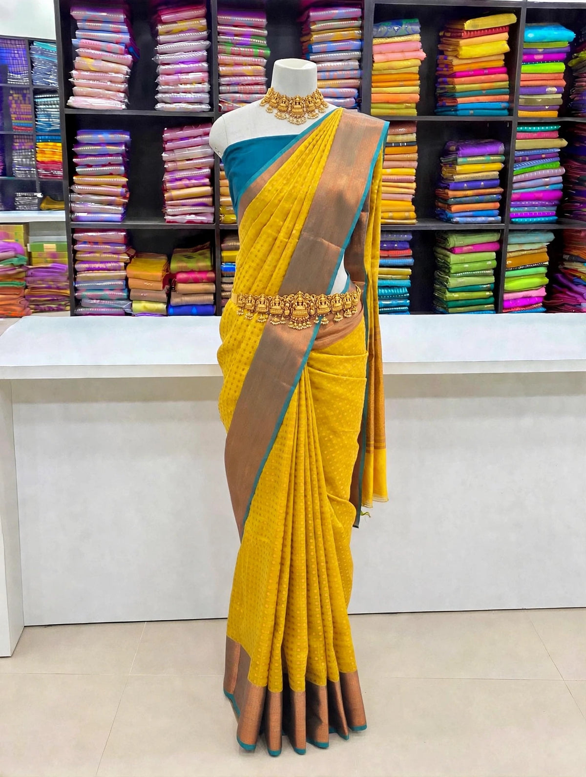 Premium Thousand Buttas Saree – Mustard Yellow | Festive Elegance Saree | Sri Nandhini Tex | SNTB002