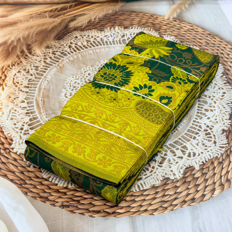 Kubera Pattu Saree – Lime Blossom Zari Elegance