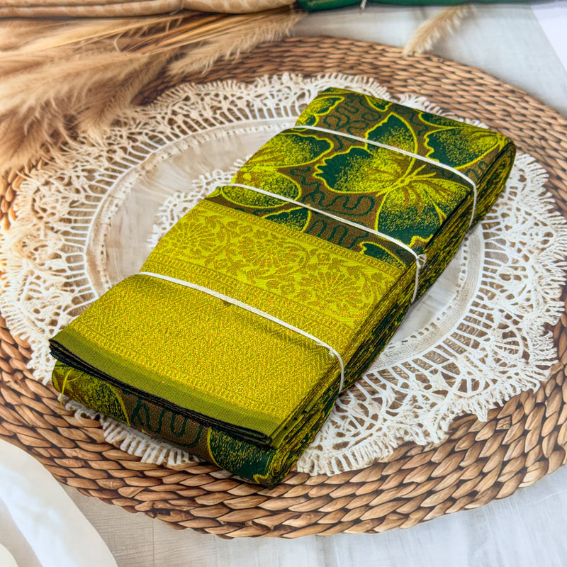 Kubera Pattu Saree – Olive Butterfly Garden