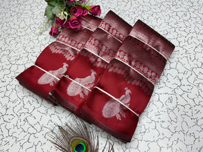 Peacock silver Bridal Saree red with  silver