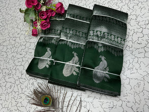 Peacock silver Bridal Saree green