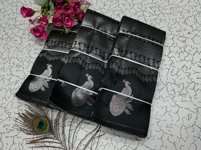 Peacock silver Bridal Saree black with silver