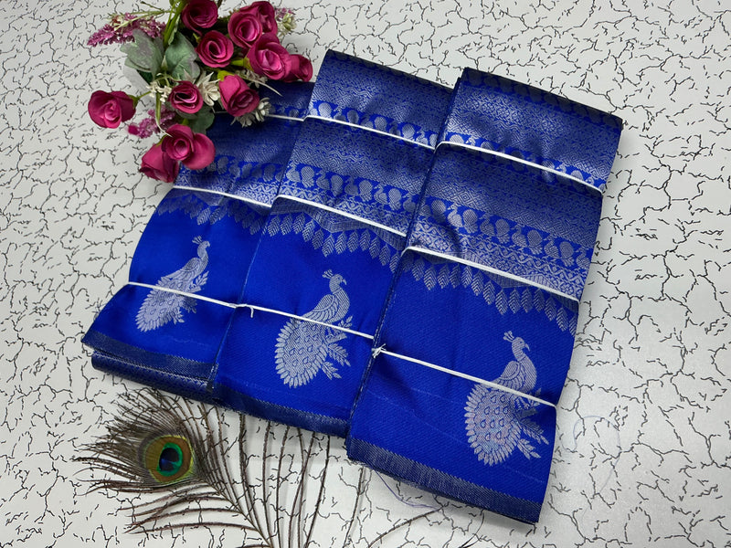 Peacock silver Bridal Saree Royal Blue