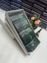 Peacock silver Bridal Saree green