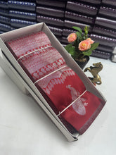 Peacock silver Bridal Saree red with  silver