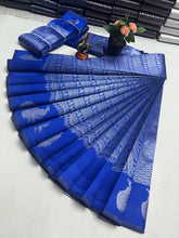 Peacock silver Bridal Saree Royal Blue