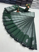 Peacock silver Bridal Saree green