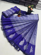 Peacock silver Bridal Saree violet