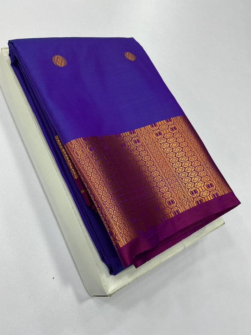 Premium Soft Silk Saree – Royal Blue Violet with Rich Zari Border | Sri Nandhini Tex | SNTSS016