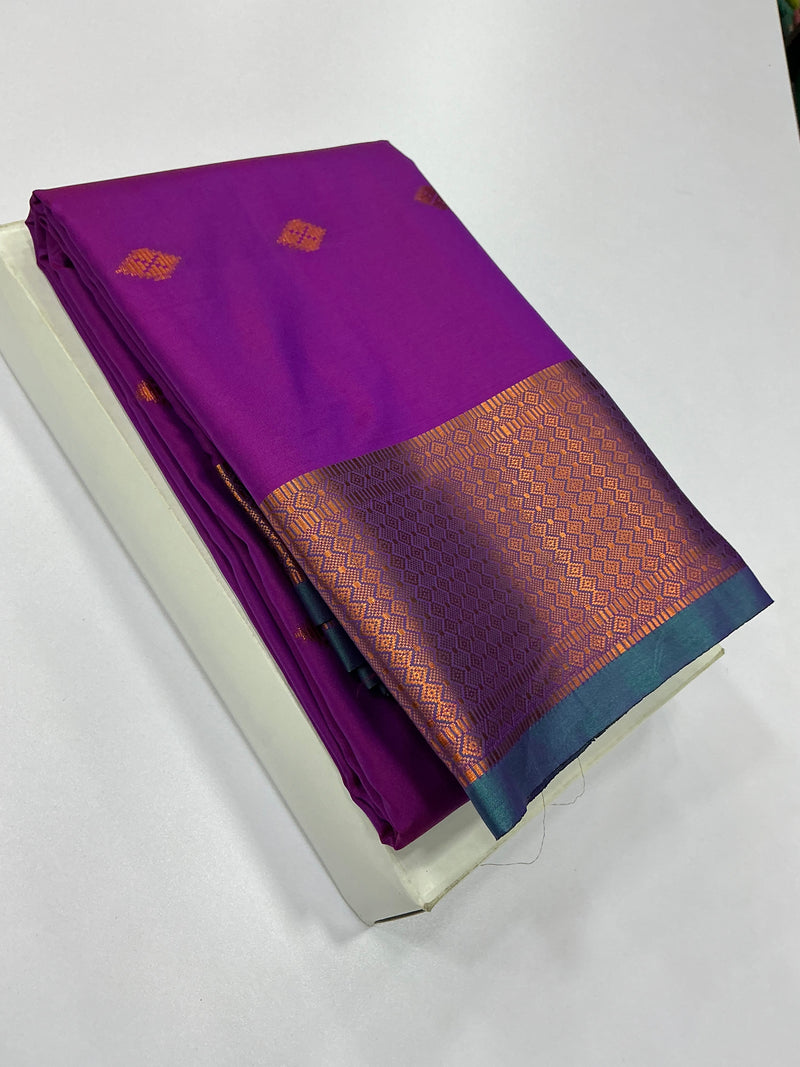 Premium Soft Silk Saree – Violet Purple with Copper Zari Border | Sri Nandhini Tex | SNTSS007