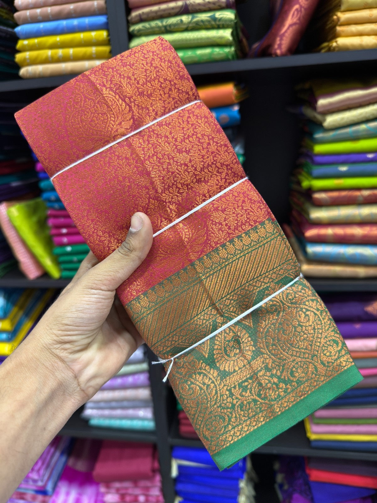 Vairaoosi Bridal Saree orange with green
