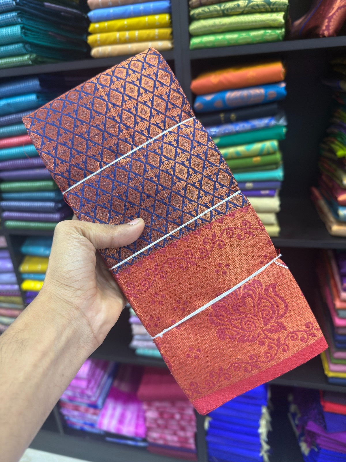 Vairaoosi Bridal Saree blue with pink