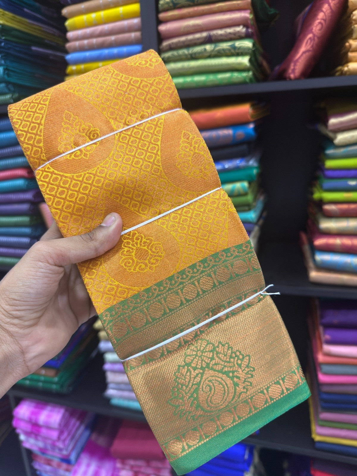 Vairaoosi Bridal Saree Yellow With Green