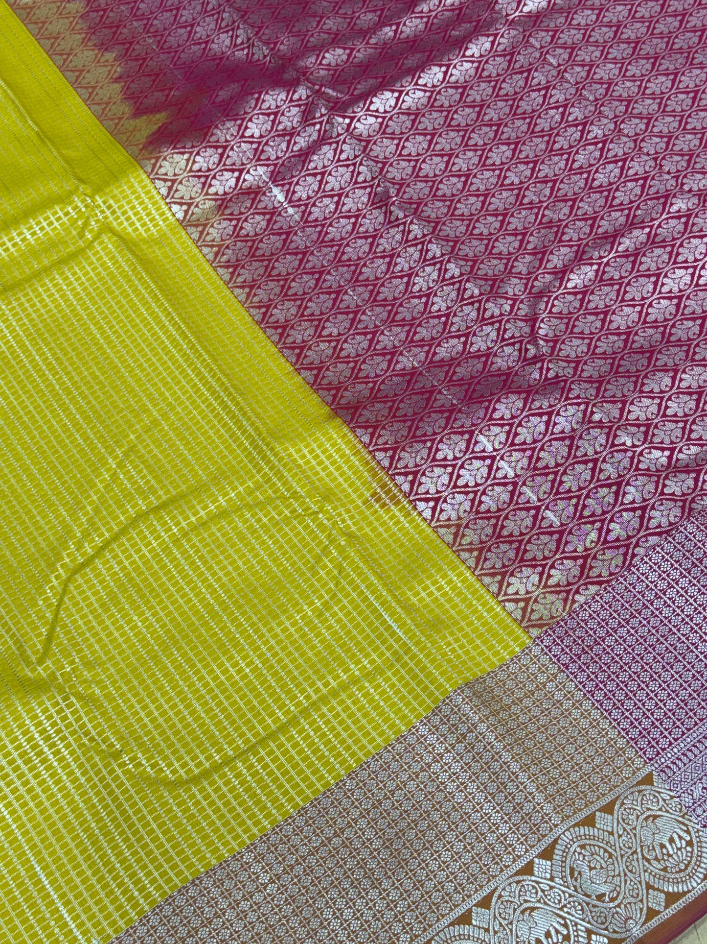 Elampillai Silver Bridal Sarees Yellow with Pink
