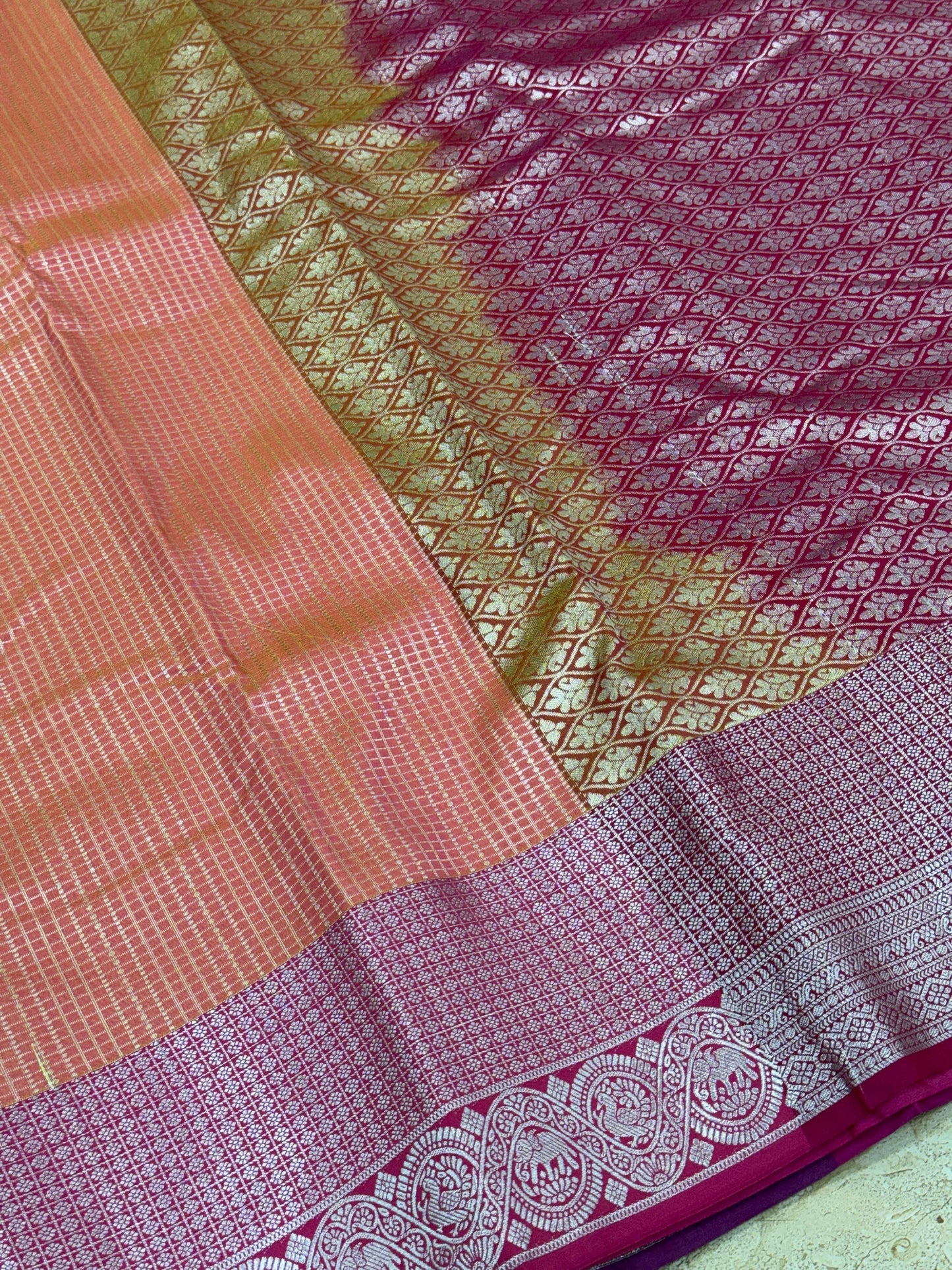 Elampillai Silver Bridal Sarees With Tomato Red orange