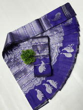 Peacock silver Bridal Saree violet